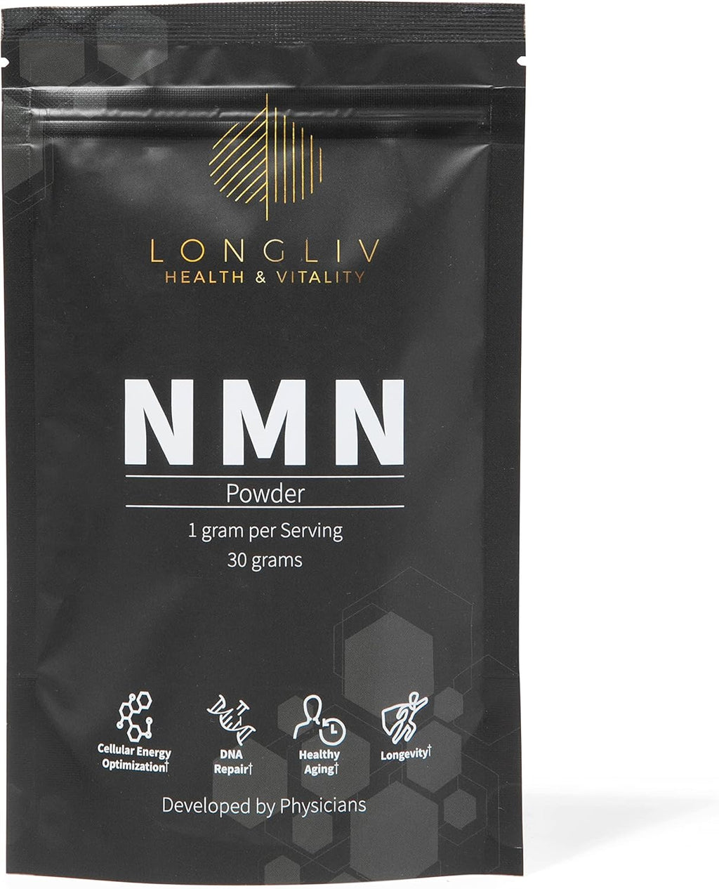 Suplemento NMN en Polvo – Nicotinamida Mononucleótido – 1000 mg por dosis – 30 g – LongLiv