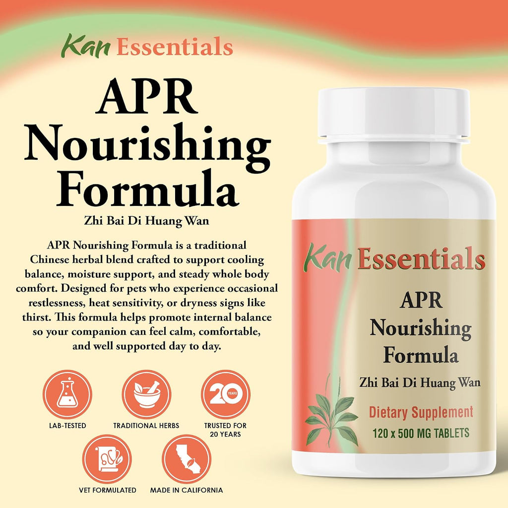 Kan Herb Company APR Nourishing Formula – Mezcla herbal tradicional china para perros y gatos, 120 comprimidos