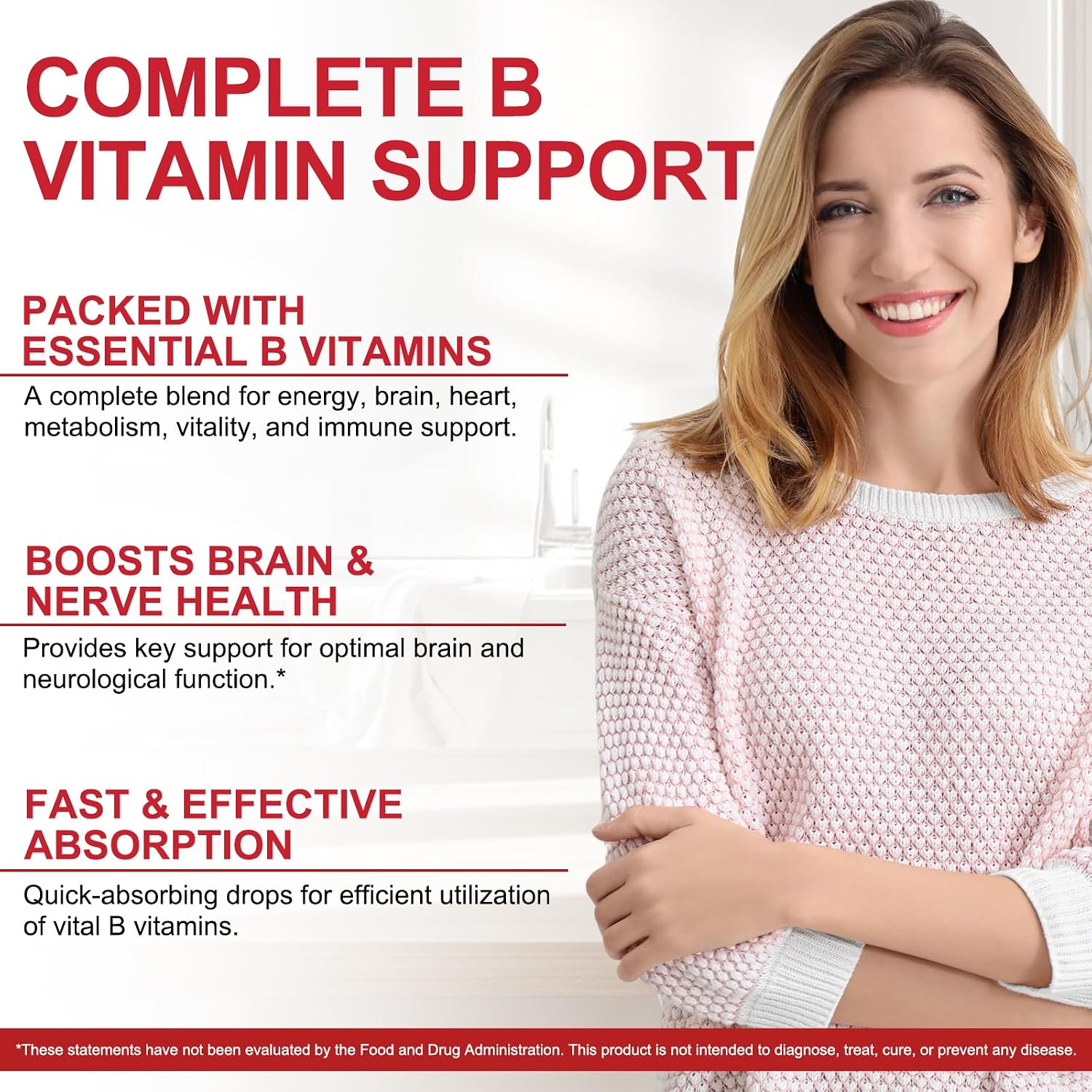 Complejo B Líquido, Gotas Veganas de Vitamina B12 Metilcobalamina, B1, B6, Ácido Fólico y Niacina - Apoyo Energético, Cerebral y Cardíaco, 40 Dosis