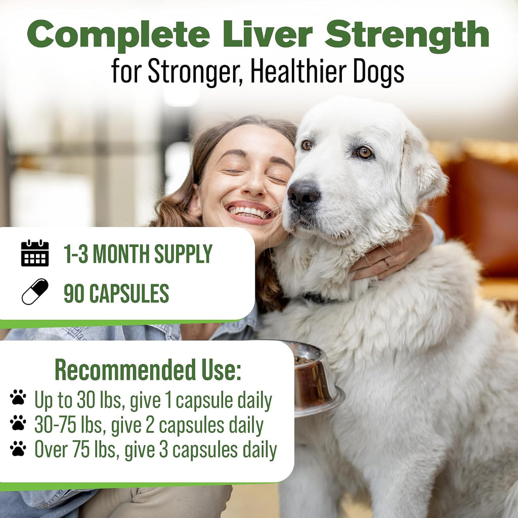 Silver Lining Herbs - Liver Support for Dogs - All Natural Herbal Supplement with Milk Thistle, Turmeric, Chamomile and More - 90 Capsules