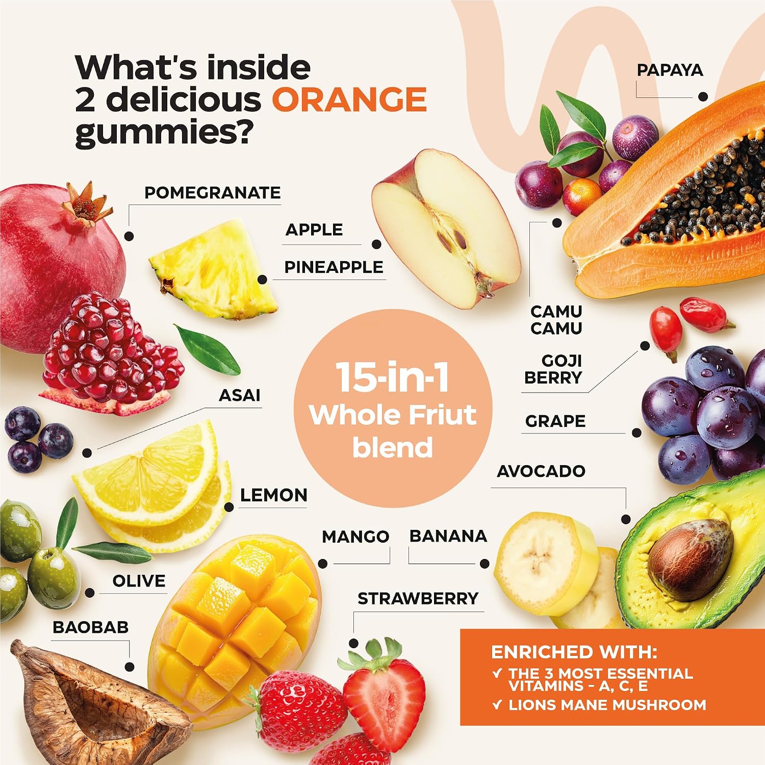 Wellneum Super Greens + Super Fruits Gummies - 120 Gominolas