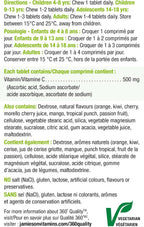 Jamieson Vitamina C Masticable 500 mg, Frasco de 330 tabletas, 3 sabores