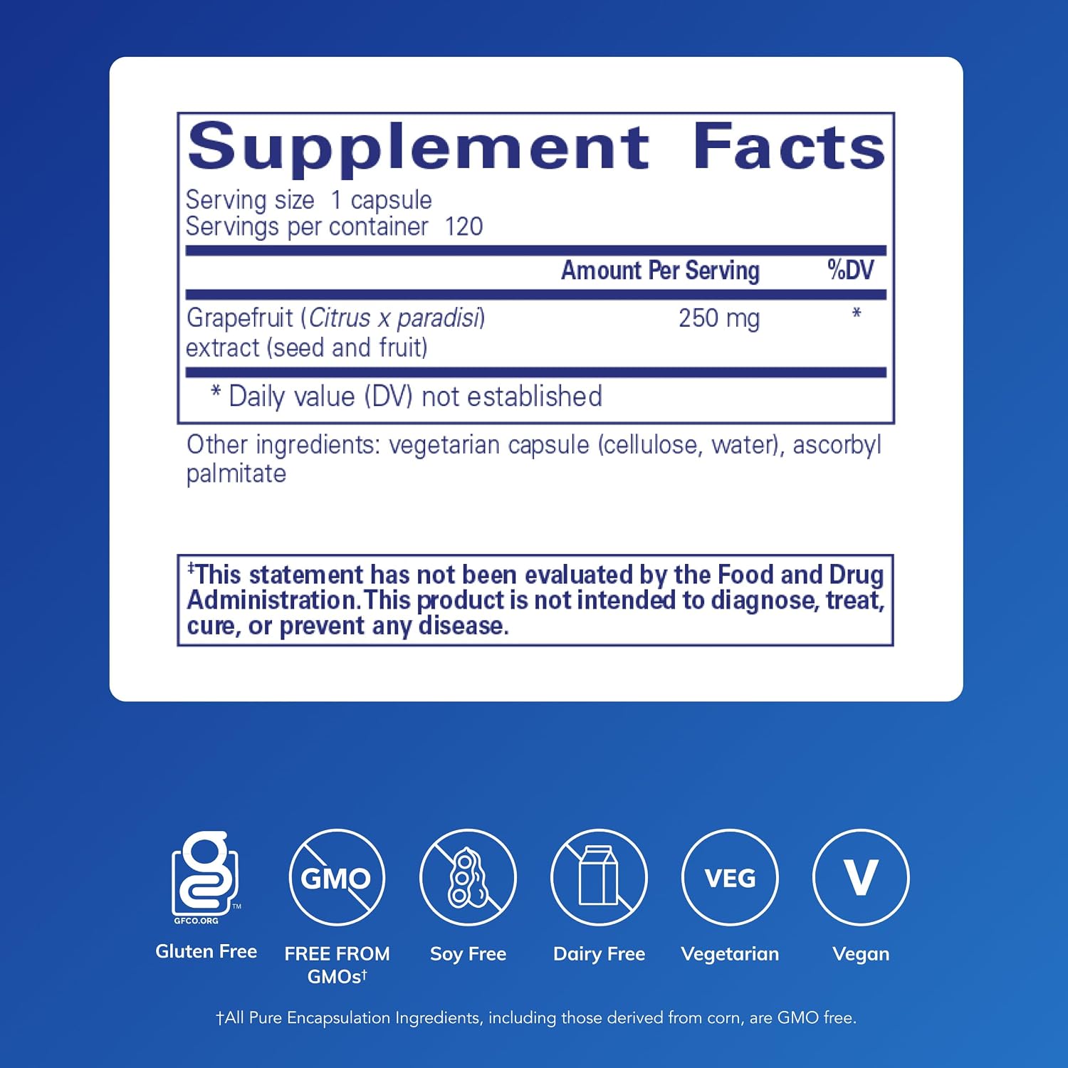 Pure Encapsulations Grapefruit Seed Extract 120 Capsules