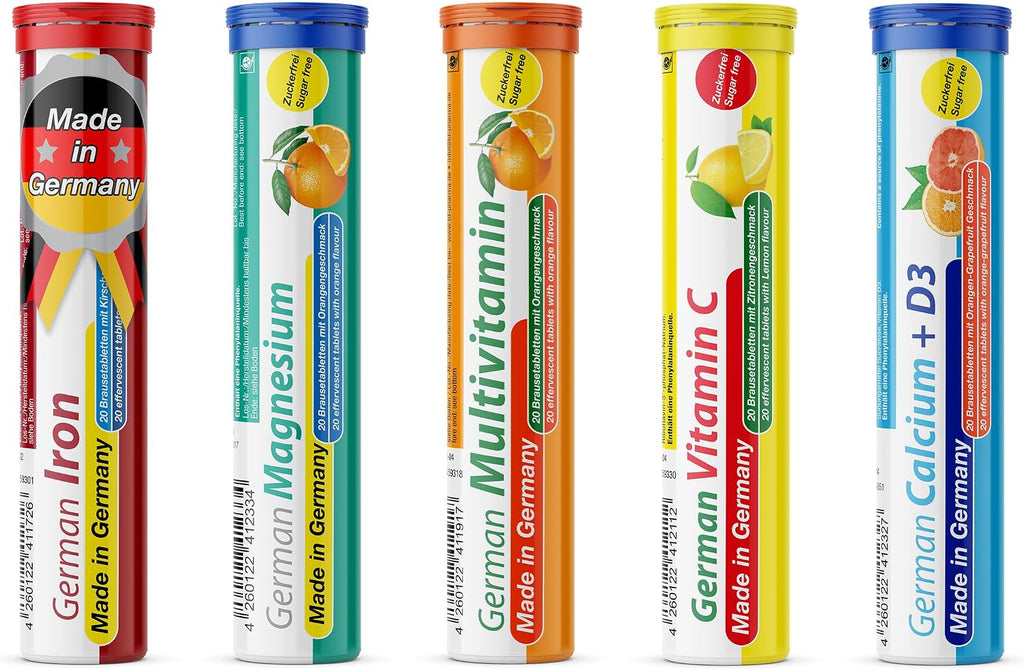 T&D Vitaminas y Minerales - Comprimidos Efervescentes Veganos - Sabor Frutas Variadas - 100 Unidades - Hecho en Alemania