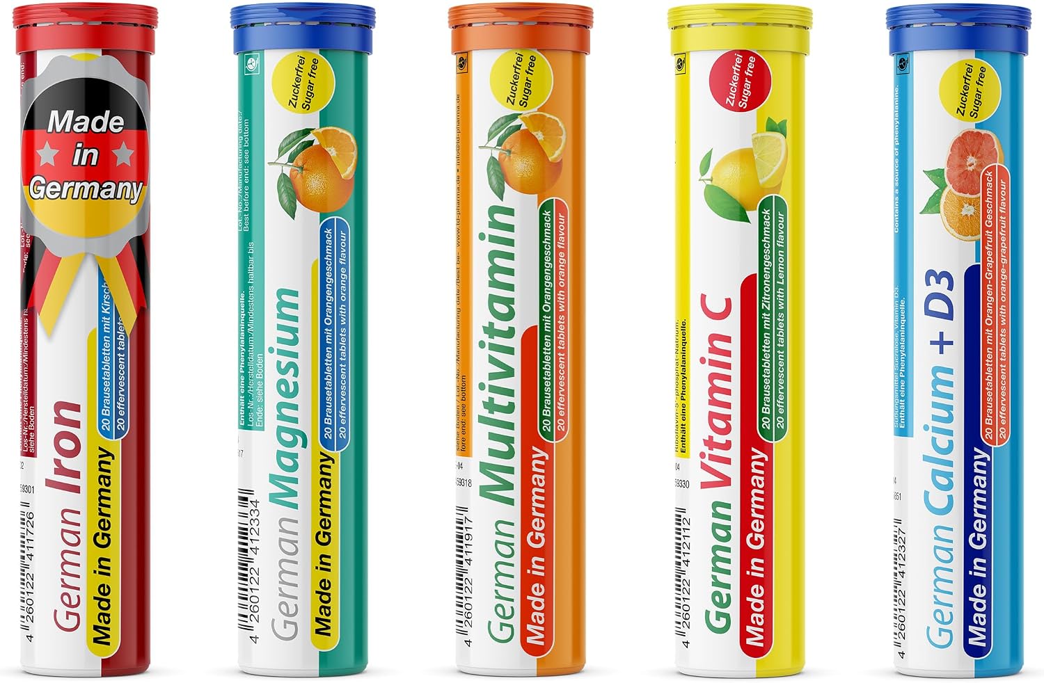 T&D Vitaminas y Minerales - Comprimidos Efervescentes Veganos - Sabor Frutas Variadas - 100 Unidades - Hecho en Alemania