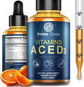 Prime Code Vitamin A Líquido con Vitaminas C, E y D3 - Complemento Alimenticio en Gotas, Sabor Naranja Natural