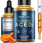 Prime Code Vitamin A Líquido con Vitaminas C, E y D3 - Complemento Alimenticio en Gotas, Sabor Naranja Natural
