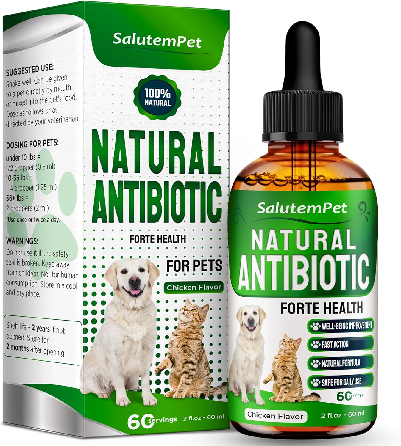 Forte Health Suplemento Herbal para Perros y Gatos - Sabor a Pollo - 60 ml