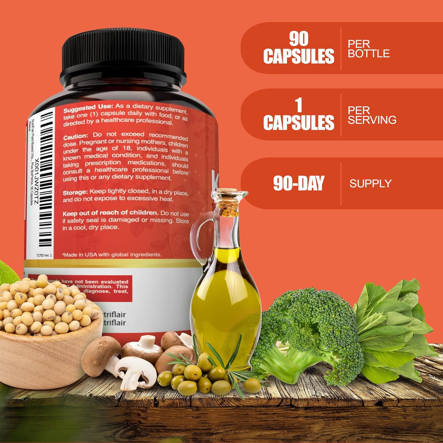 NutriFlair Vitamina D3 5000 UI + K2 MK-7 100 mcg – 90 Cápsulas Veganas