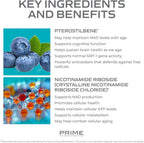 Advanced Anti-Aging Nutraceuticals NAD+ – Nicotinamida Ribósido y Pterostilbeno para Energía Celular, Envejecimiento Saludable y Vitalidad, Vegano, Sin Gluten, 30 Servicios