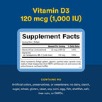 Natural Factors Vitamina D3 y K2 1000 UI + 120 mcg, 60 Cápsulas Blandas