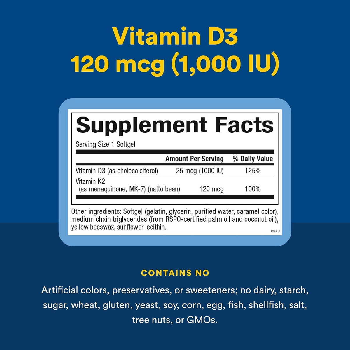 Natural Factors Vitamina D3 y K2 1000 UI + 120 mcg, 60 Cápsulas Blandas – Image 4