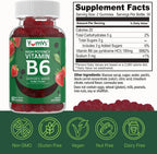 YUM-V'S Gominolas de Vitamina B6 Alta Potencia 100mg - Sabor Fresa - 60 Gominolas (2 Paquetes)