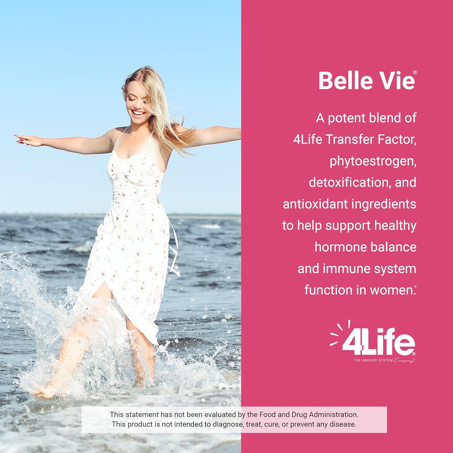 4Life Transfer Factor Belle Vie - Apoyo Hormonal Femenino, 60 Cápsulas Vegetales