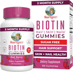 MARYRUTH'S Organics Biotin Gummies - Gominolas de Biotina 2500 μg | Sin Azúcar | Vegano | 60 Unidades