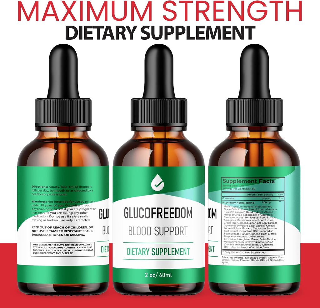 GlucoFreedom Drops - Fórmula Oficial - Gotas Líquidas (Pack de 5, 10 oz)