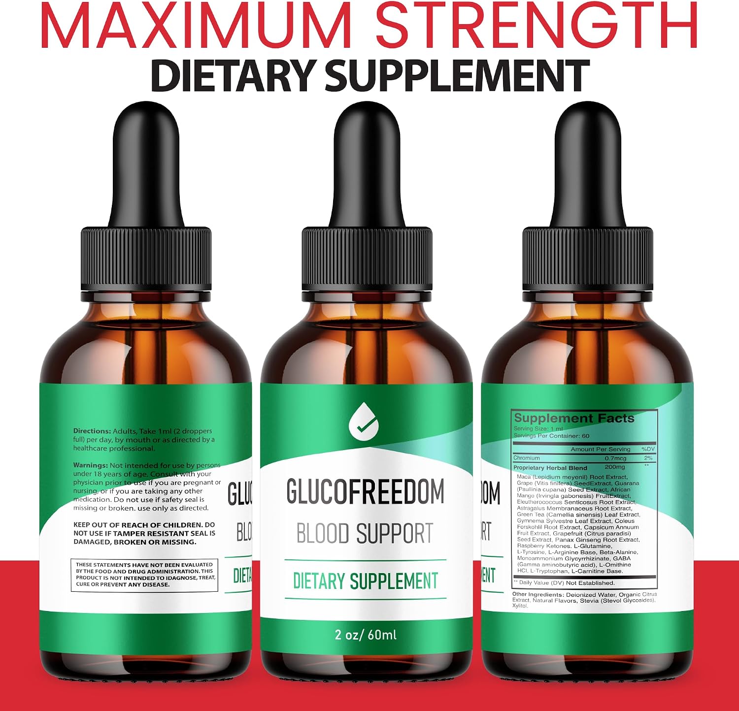 GlucoFreedom Drops (3 Pack) - Fórmula Oficial - Gotas Líquidas de Bienestar General, 6 oz