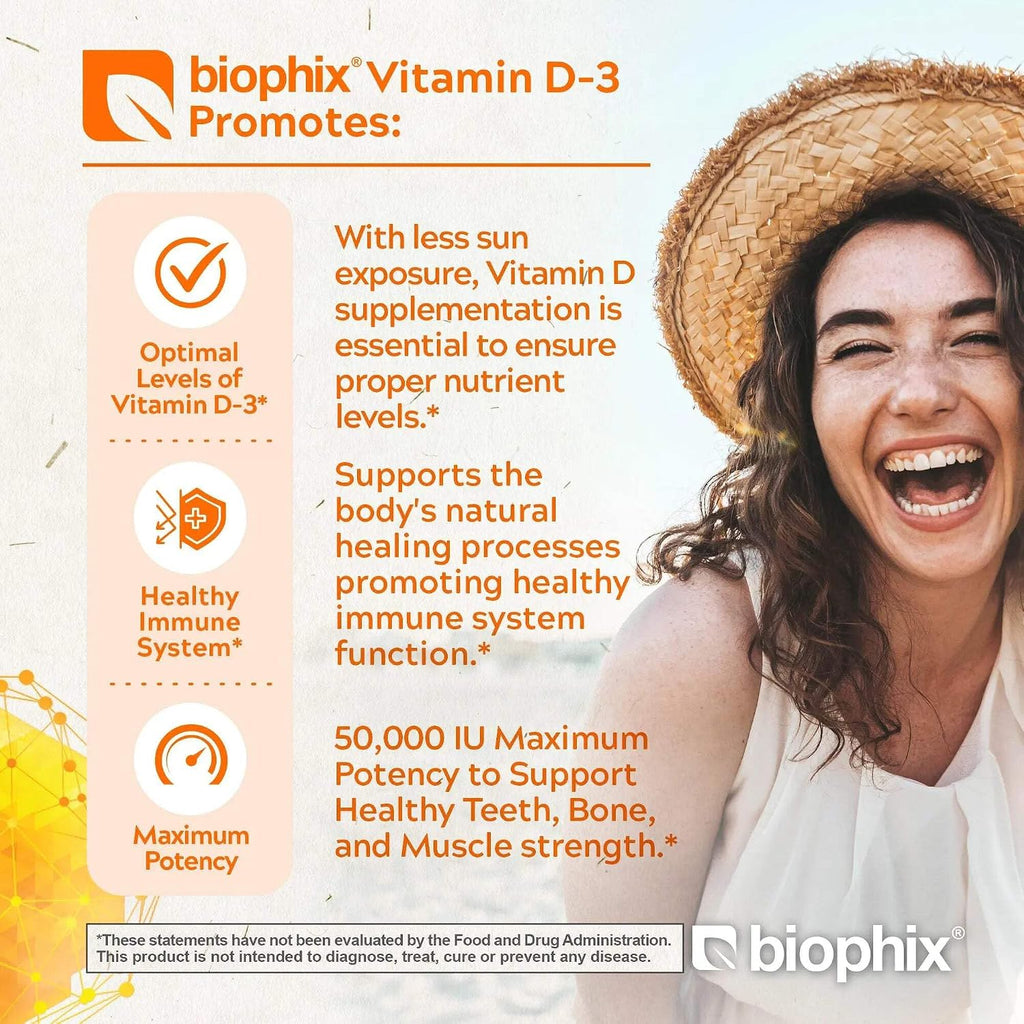 biophix Vitamina D3 10000 UI Alta Potencia - 120 Cápsulas Blandas - Non-GMO Sin Soja