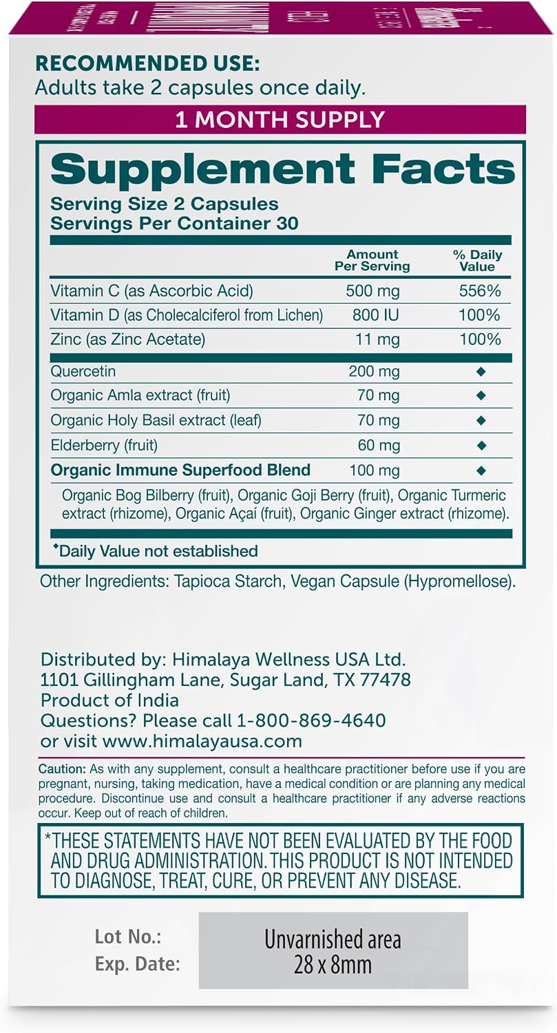 Himalaya Hello Immunity con Quercetina - 60 Comprimidos (500 mg) - Suplemento de Apoyo Inmunológico con Bioflavonoides y Antioxidantes - Vegano, No-GMO, Sin Gluten