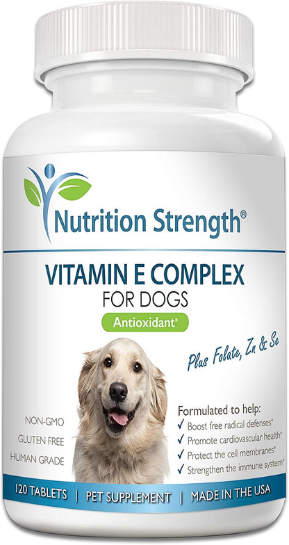 Complejo de Vitamina E para Perros con Zinc, Selenio, Folato y Aceite de Salmón - 120 Comprimidos Masticables – Image 1