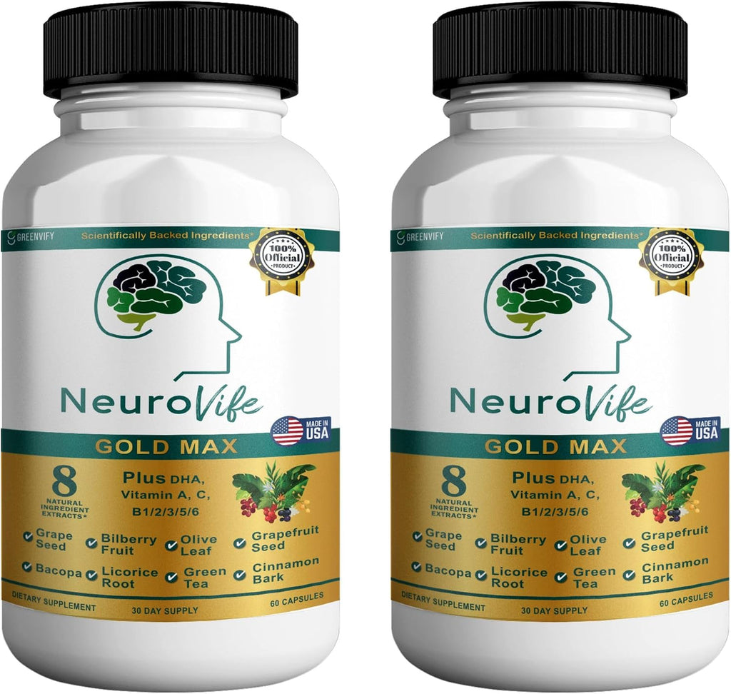 NeuroVife Gold Max Fórmula Nootrópica, Complejo para la Concentración y Claridad Cognitiva, 60 Cápsulas