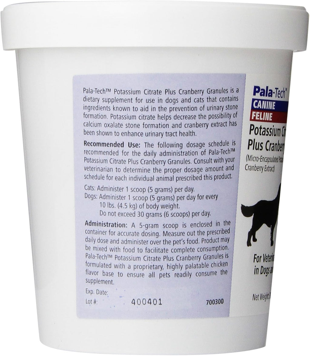 Pala-Tech Potassium Citrate Plus Cranberry Granules 300 gm - Suplemento Urinario para Perros y Gatos