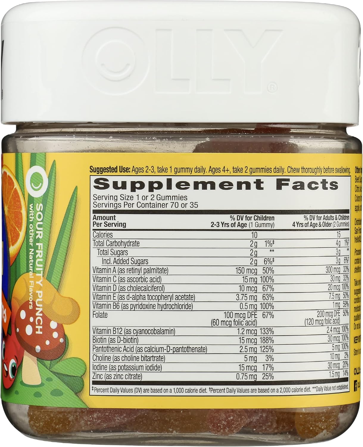 OLLY Multivitamínico Infantil en Gominolas, Sabor Fruta Ácida, 70 Unidades