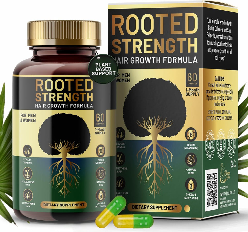 Rooted Strength Hair Growth Vitamins - Vitaminas con Biotina, Colágeno y Saw Palmetto