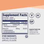 Vimergy 5-MTHF Cápsulas, 60 dosis, 5 mg L-Metilfolato + 500 mcg Vitamina B12, Complemento vegano