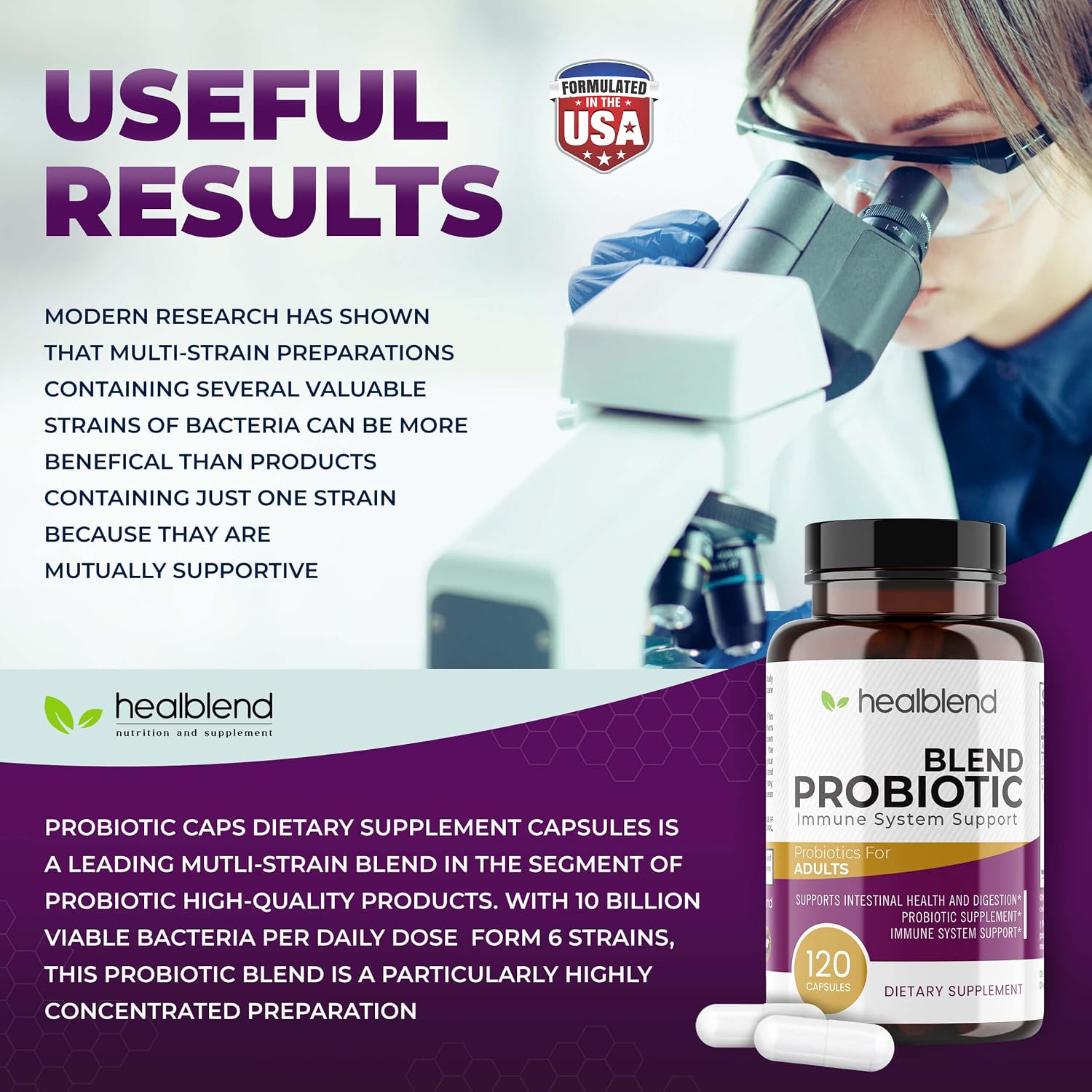 healblend Probiotic – 120 Cápsulas Veganas para Salud Digestiva e Inmunidad