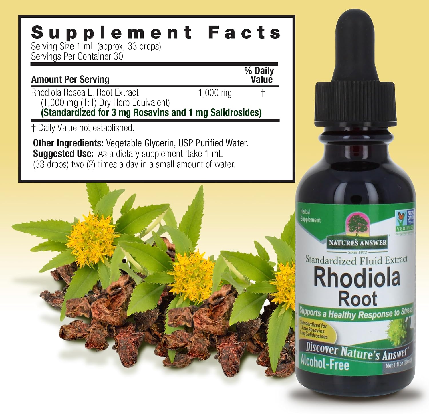 Nature's Answer Alcohol Free Rhodiola Root, 1 Ounce, 2 Count