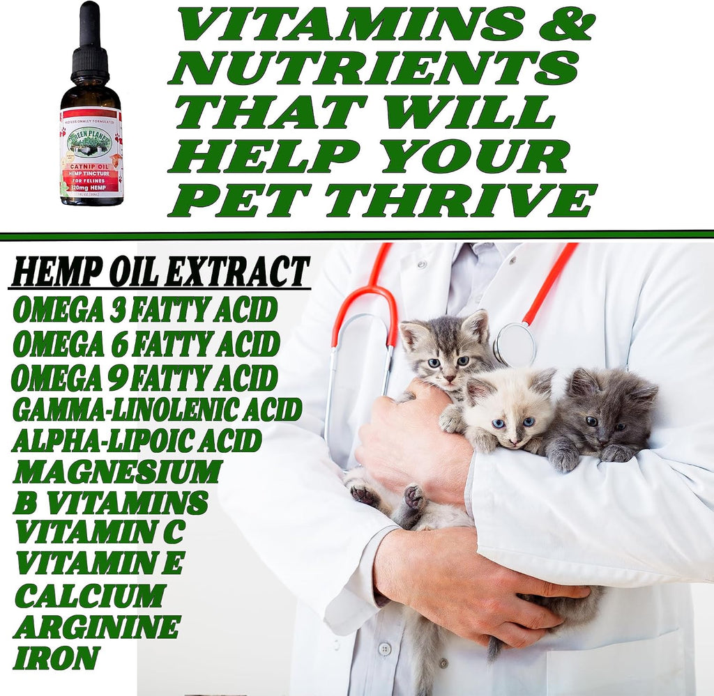 Pet Hemp Oil - Aceite de Cáñamo y Hierba Gatera para Perros y Gatos | 120mg Orgánico | Green Planet Hemp
