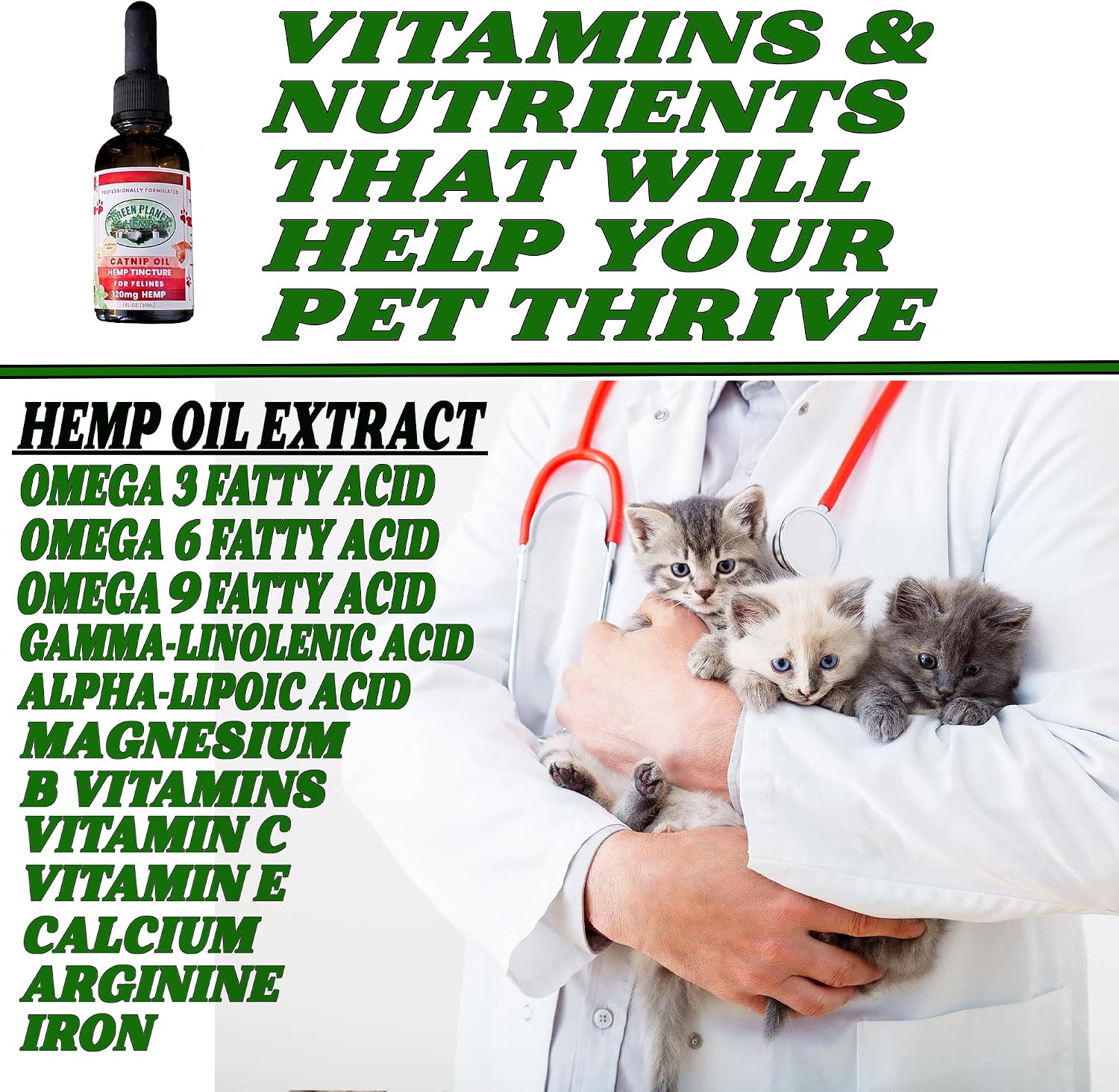 Pet Hemp Oil - Aceite de Cáñamo y Hierba Gatera para Perros y Gatos | 120mg Orgánico | Green Planet Hemp