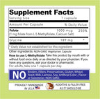 L-Metilfolato 1 mg (1000 mcg) - Folato Activo 5-MTHF, Sin Excipientes, 90 Cápsulas Vegetales