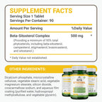 Beta Sitosterol 500 mg - 90 Comprimidos - No Transgénico - Salud Prostática y Colesterol