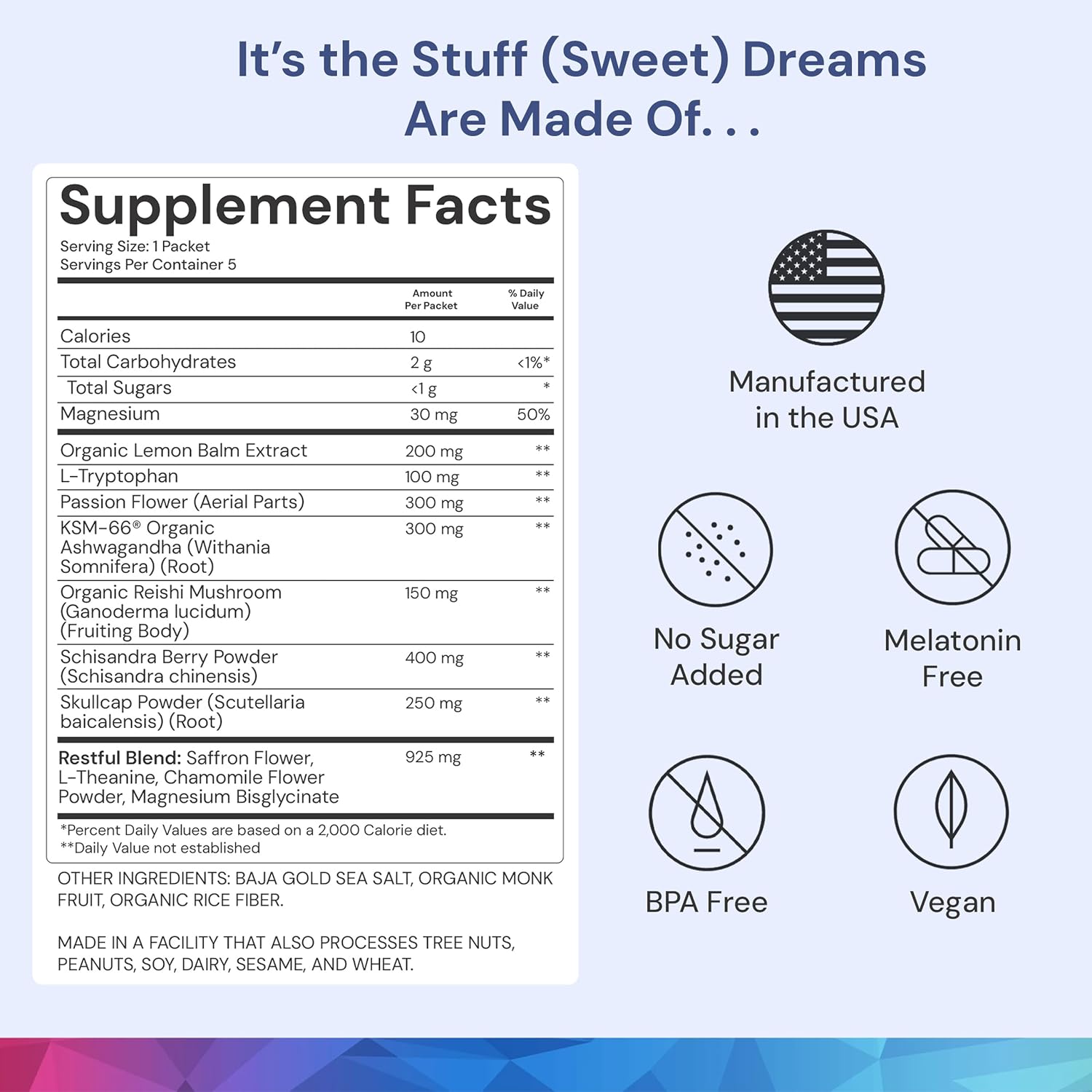 ION* Restful Sleep - Mezcla en polvo para dormir con Ashwagandha, Magnesio y L-Teanina - 5 sobres