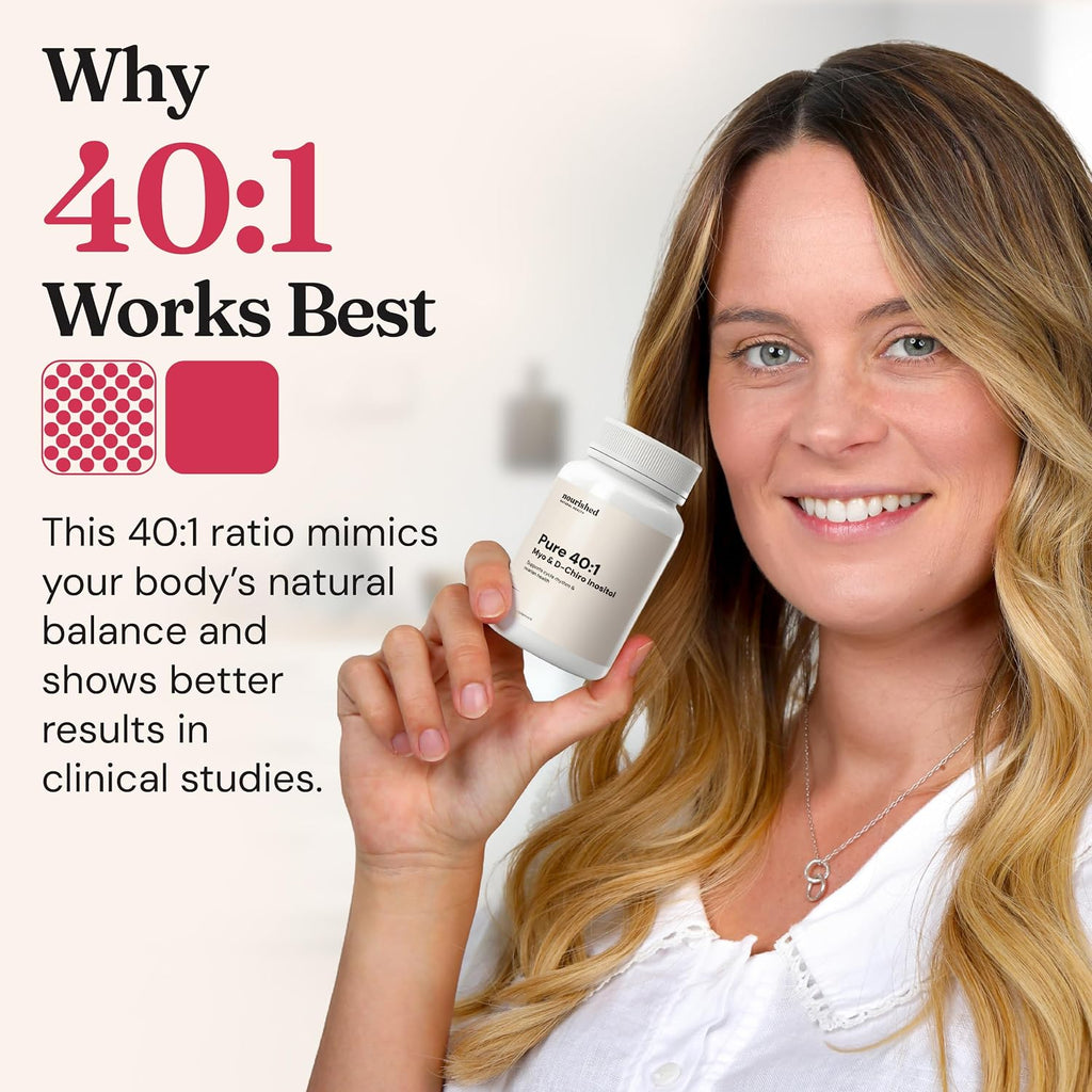 Nourished 40:1 Myo-inositol & D-Chiro Inositol - Suplemento para Mujer - 120 Cápsulas