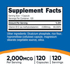 Nutricost Vitamina B12 (Metilcobalamina) 2000mcg, 120 Cápsulas - Cápsulas Vegetarianas, Sin Gluten, No GMO