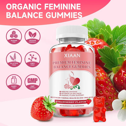Gominolas de Equilibrio Femenino para Mujeres, Sabor Fresa, Veganas, Sin Gluten, 60 Gominolas – Image 6