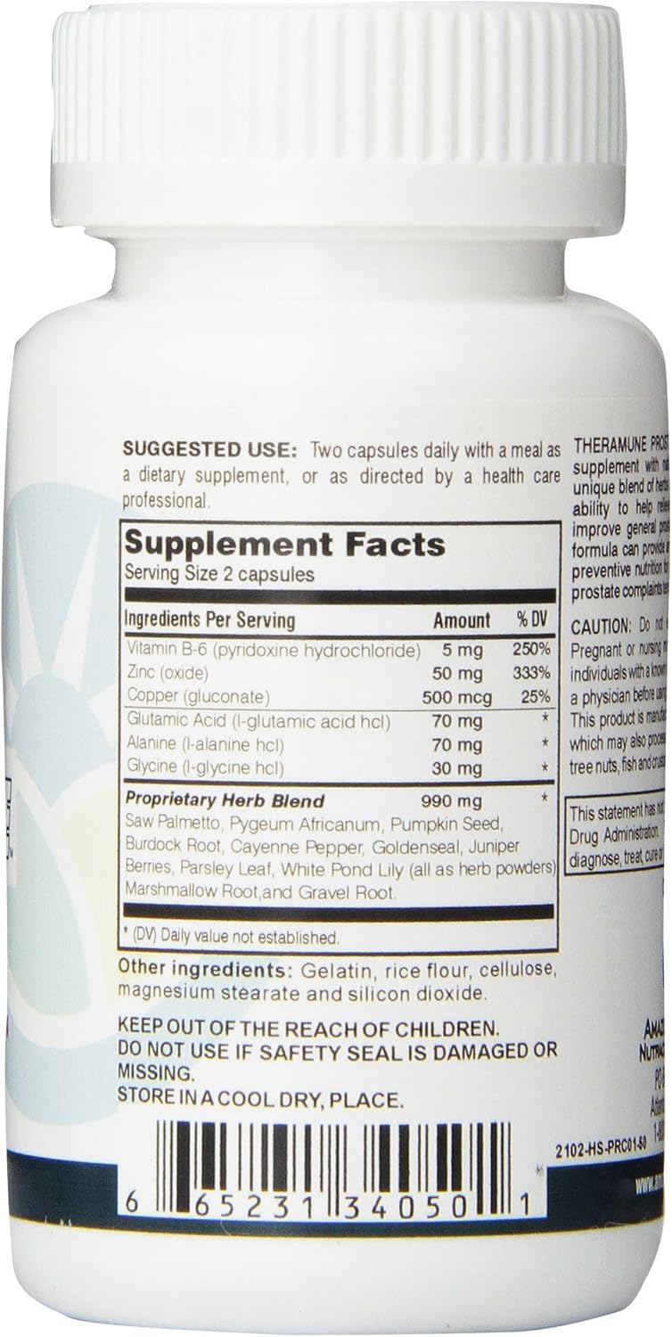 Amazing Herbs Prost-Care Cápsulas de Apoyo Prostático para Hombres, 50 Cápsulas