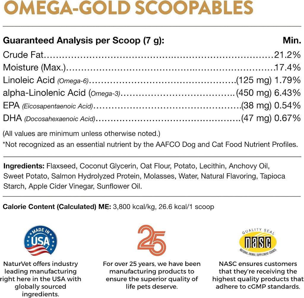 NaturVet Scoopables Omega-Gold Aceite de Anchoa y Salmón para Perros y Gatos - 311 g
