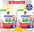 SUNNY SAM Vitamin D3 K2 Gummies 5000 UI, Sin Azúcar, 30 Gominolas