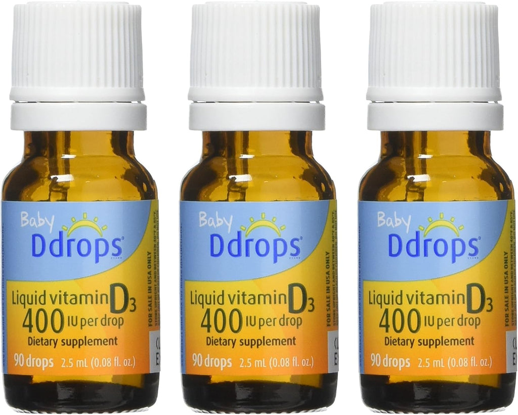 Ddrops Bebé Vitamina D3 400 UI – Pack de 3 frascos de 90 gotas cada uno