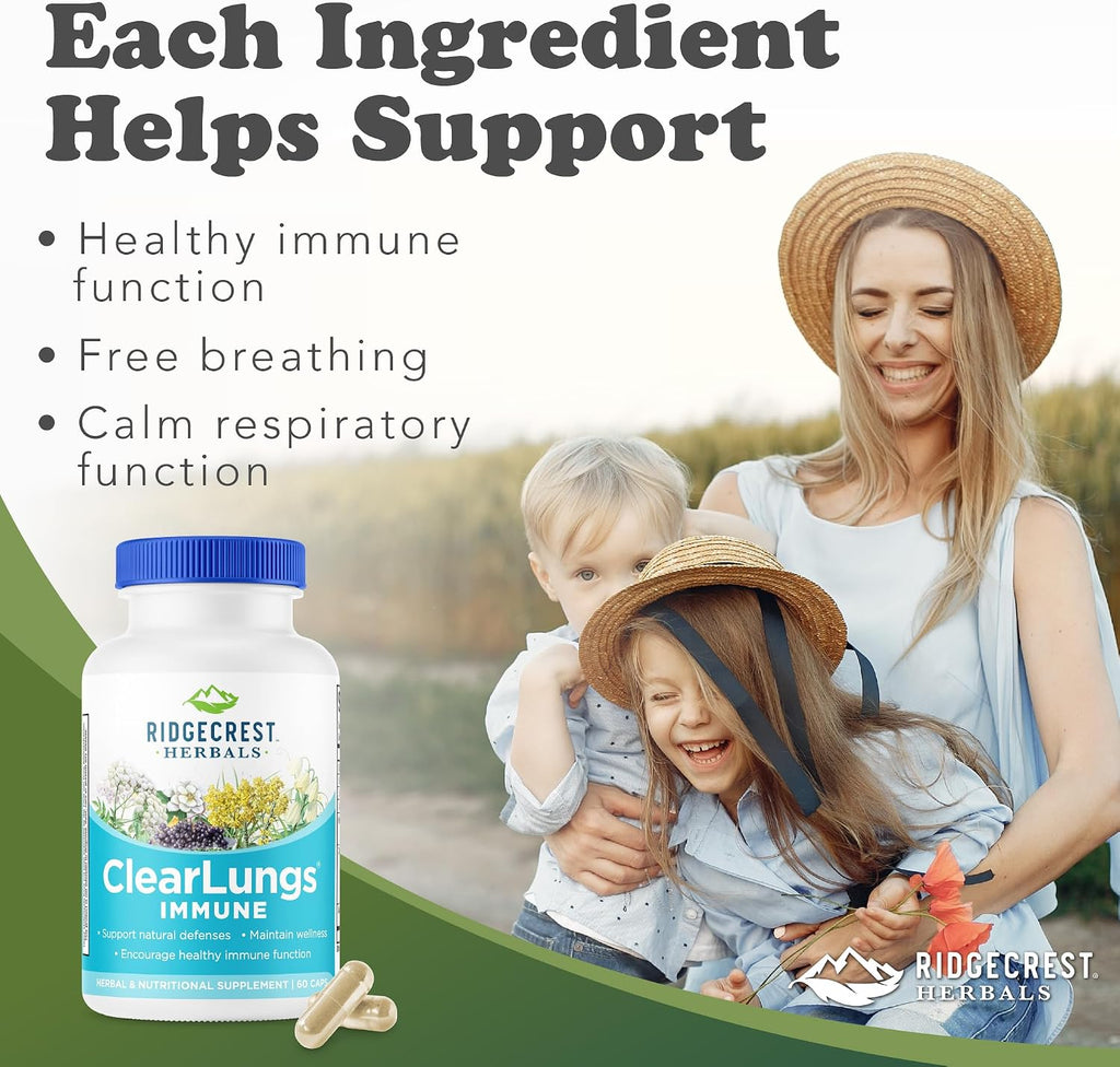 RidgeCrest Herbals ClearLungs Immune, 60 Cápsulas Veganas