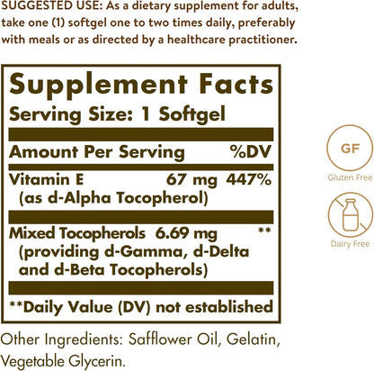 Solgar Vitamina E, 100 Comprimidos (Discontinuado) – Image 2