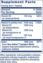 Life Extension Vitaminas D y K con Yodo Marino, 60 Cápsulas