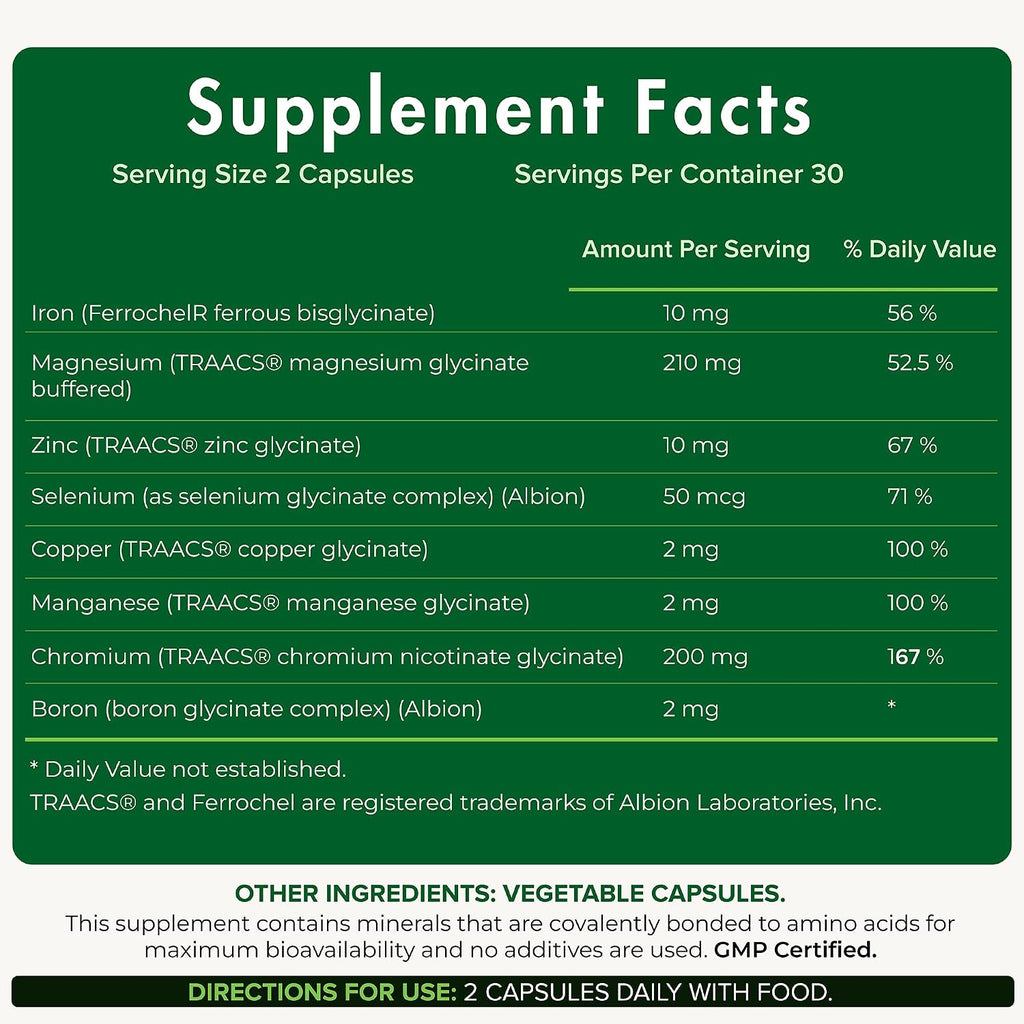 YES Chelated Magnesium & Zinc Multimineral (TRAACS) – 60 Cápsulas Veganas