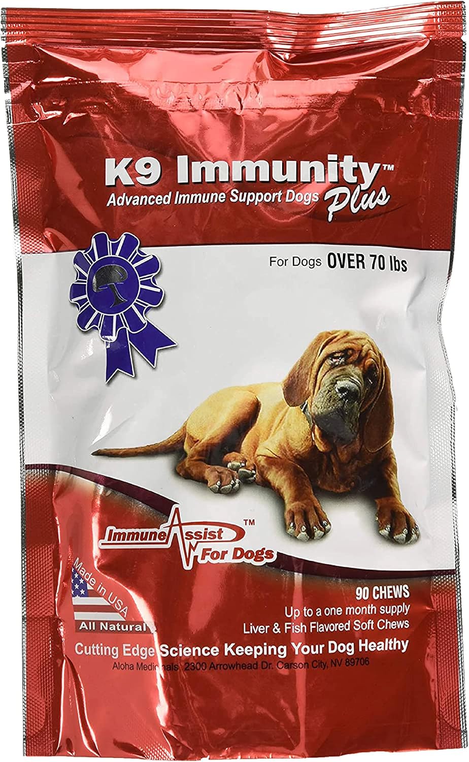 K9 Immunity Plus - Refuerzo Inmune Potente para Perros de más de 70 lbs - 90 Masticables Suaves