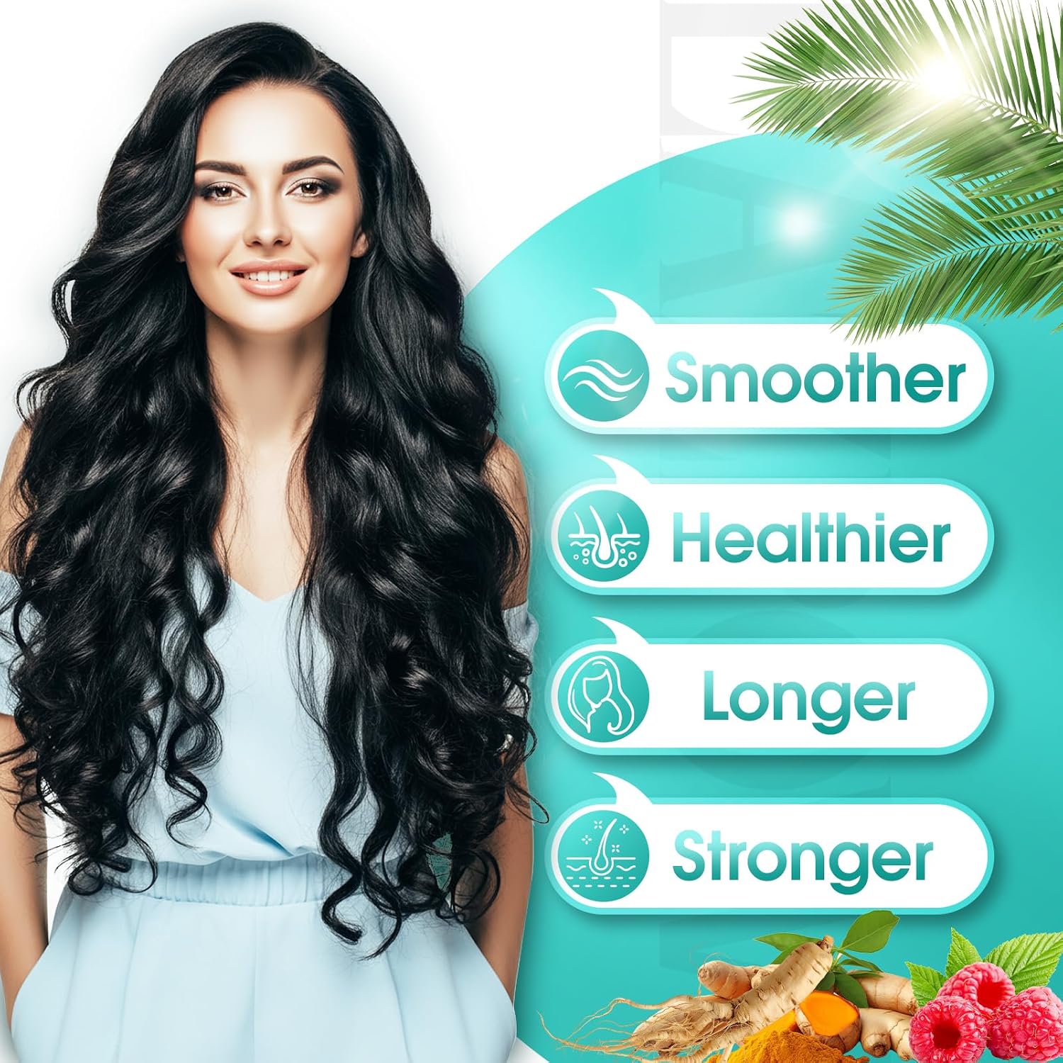 Lazpowfi Complemento para el Crecimiento del Cabello con Biotina 10000mcg, 30-en-1