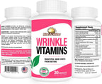 Rise-N-Shine Wrinkle Vitamins - Complemento para la Piel con Colágeno, Resveratrol, Aloe Vera, Semilla de Uva y más (30 Comprimidos)